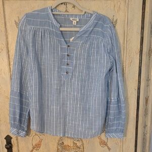 a.n.a Light Blue Striped Blouse